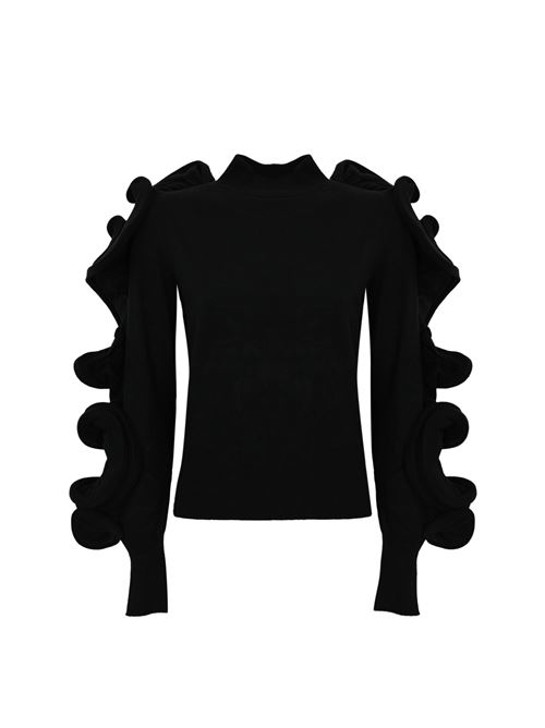 Maglia con rouches in viscosa nero liquirizia NO SECRETS | 243NS016LIQUIRIZIA